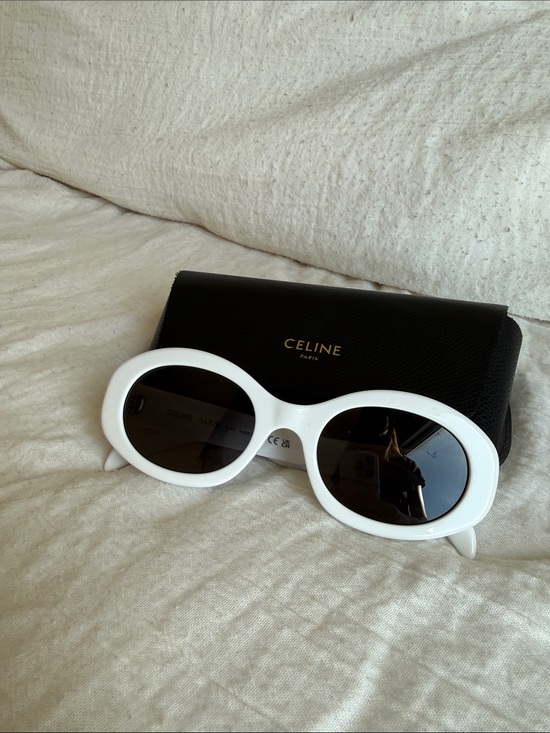Celine Accessories - Celine White Oval Sunglasses with Black Lenses
